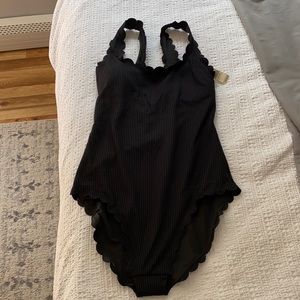 NWT black aerie scalloped one piece LONG